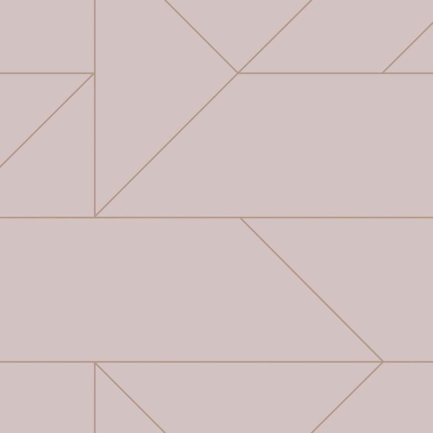 Régi rózsaszín geometrikus vlies tapéta, fémes vonalak 347721, City Chic, Origin 