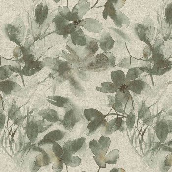 Luxus szürke-zöld vlies virágos tapéta 72952, Zen, Emiliana Parati