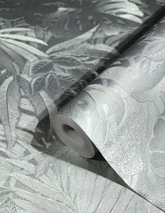 Luxus ezüst vlies tapéta levelekkel 33301, Botanica, Marburg