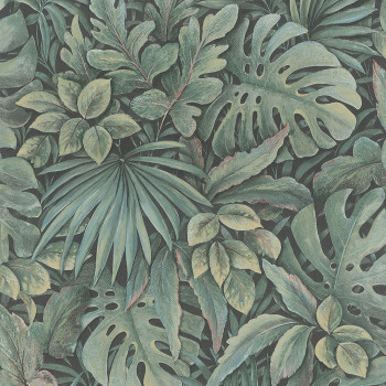 Luxus zöld vlies tapéta levelekkel 33304, Botanica, Marburg