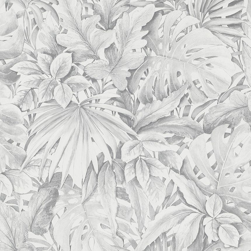 Luxus szürke vlies tapéta levelekkel 33308, Botanica, Marburg