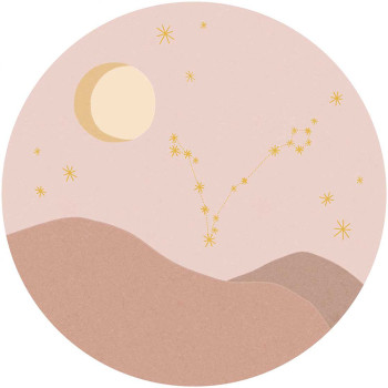 Rózsaszín vlies kör alakú tapéta, csillagjegy Halak 323117, Explore, Eijffinger, átmérő 115 cm