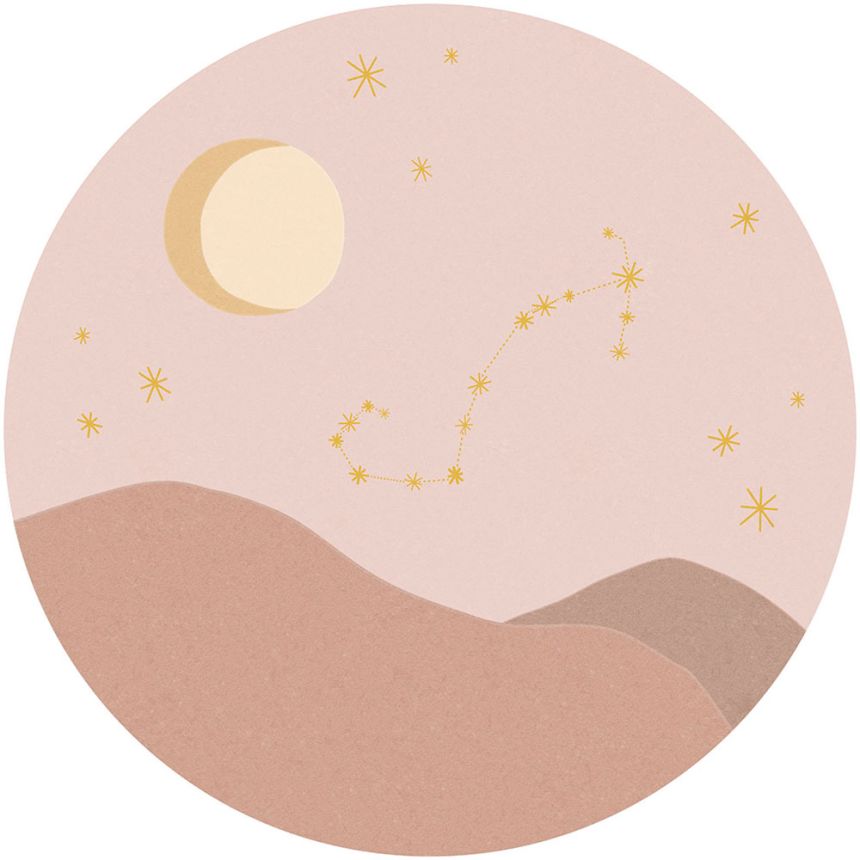 Rózsaszín vlies kör alakú tapéta, csillagjegy Skorpió 323141, Explore, Eijffinger, átmérő 115 cm