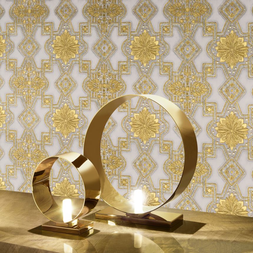 Luxus arany-fehér vlies tapéta ornamensekkel, 86001, Valentin Yudashkin 5, Emiliana Parati