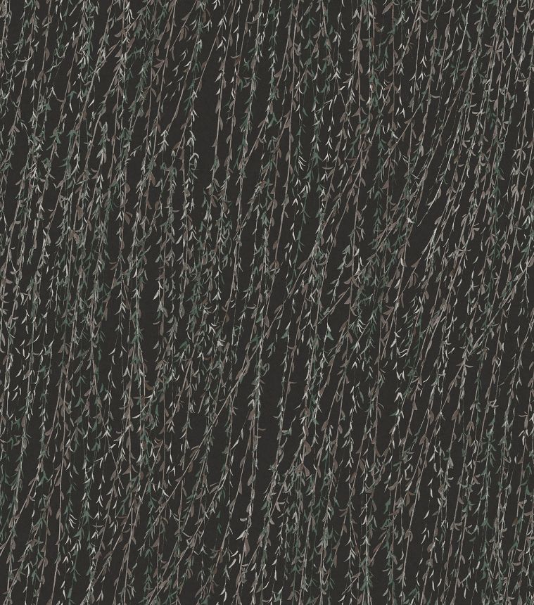 Fekete vlies tapéta gallyakkal és levelekkel, TP422506, Tapestry, Design ID