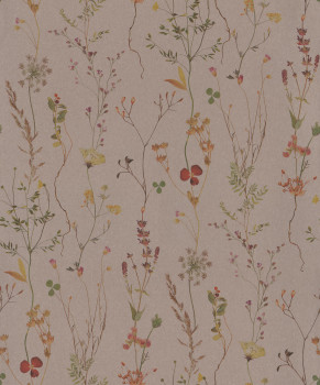 Barna vlies tapéta, réti virágok, 221340, Botanical, BN Walls