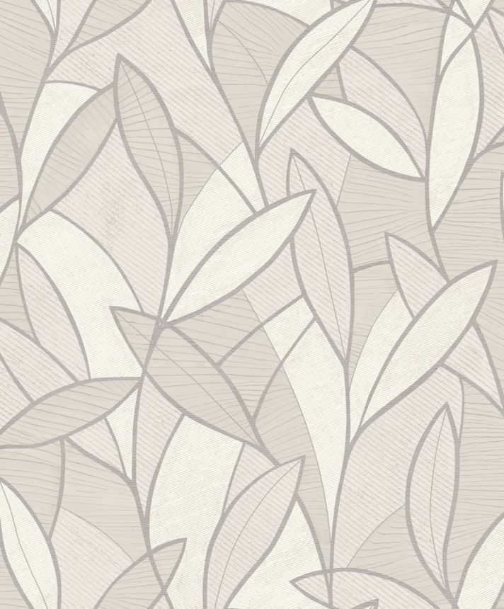 Szürke-ezüst vlies tapéta levelekkel, AL26230, Allure, Decoprint