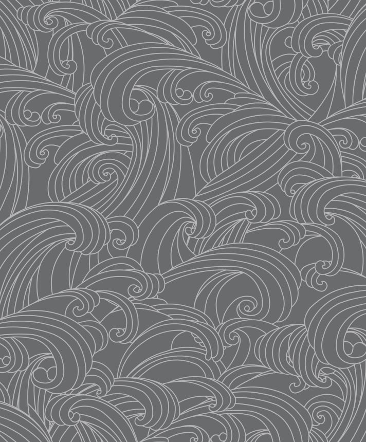 Szürke-ezüst vlies tapéta, tenger hullámai, M62909, Elegance, Ugepa