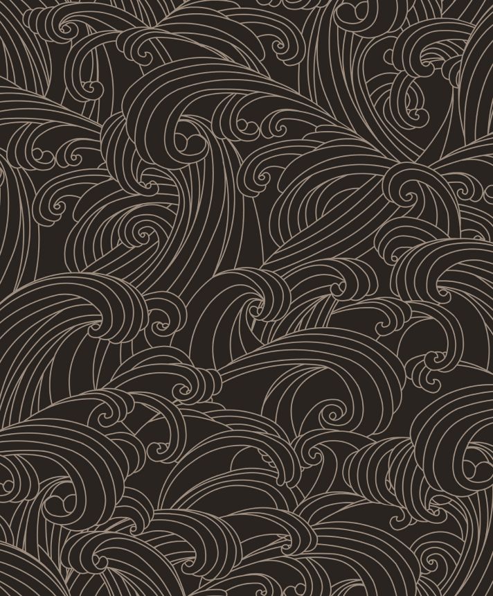 Fekete vlies tapéta, tenger hullámai, M62919, Elegance, Ugepa