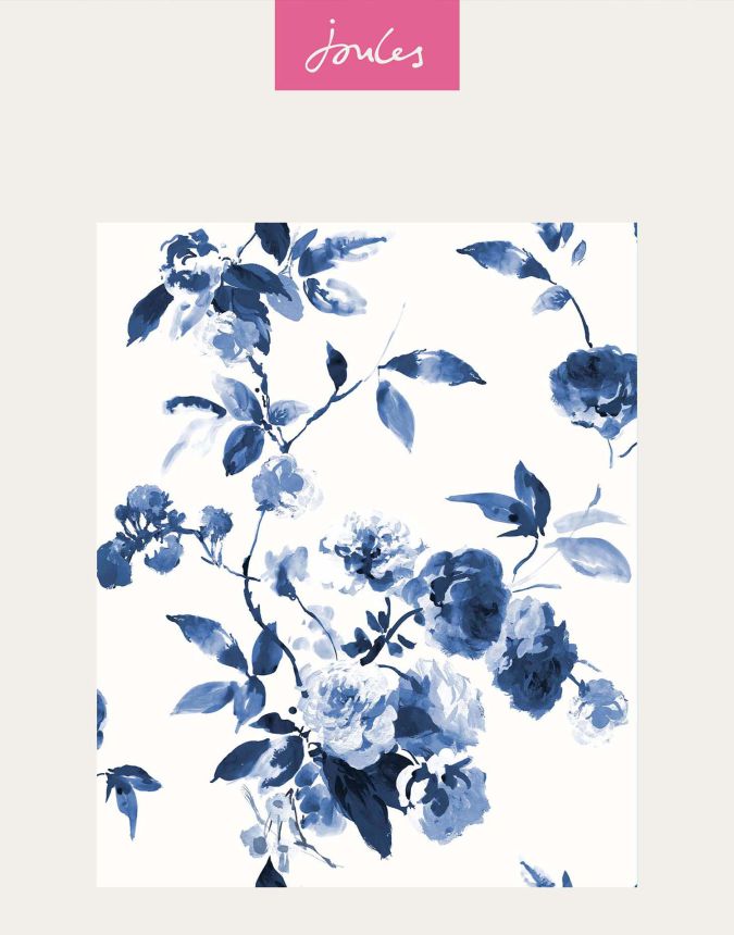 Kék-fehér virágos vlies tapéta, 118561, Joules, Graham&Brown