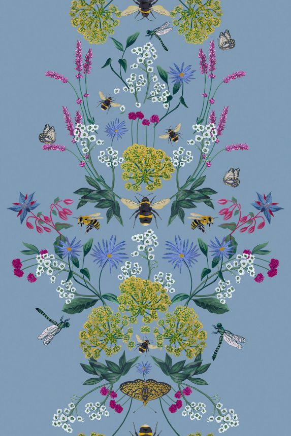 Kék vlies tapéta, réti virágok, 118577, Joules, Graham&Brown