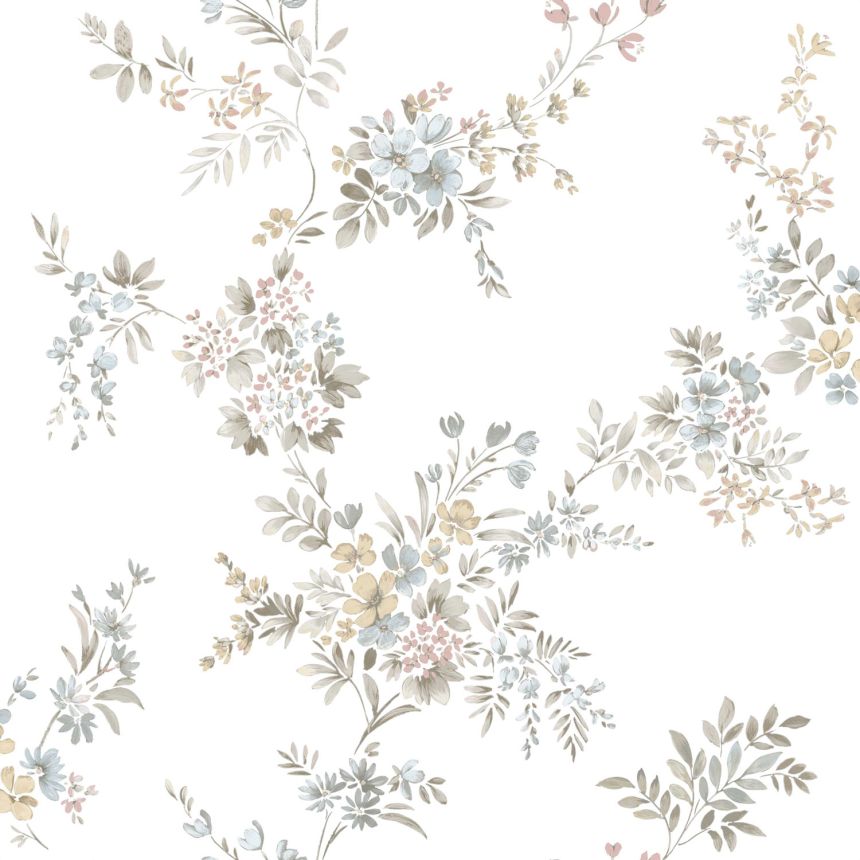 Fehér vlies tapéta virágmintával, 12311, Fiori Country, Parato