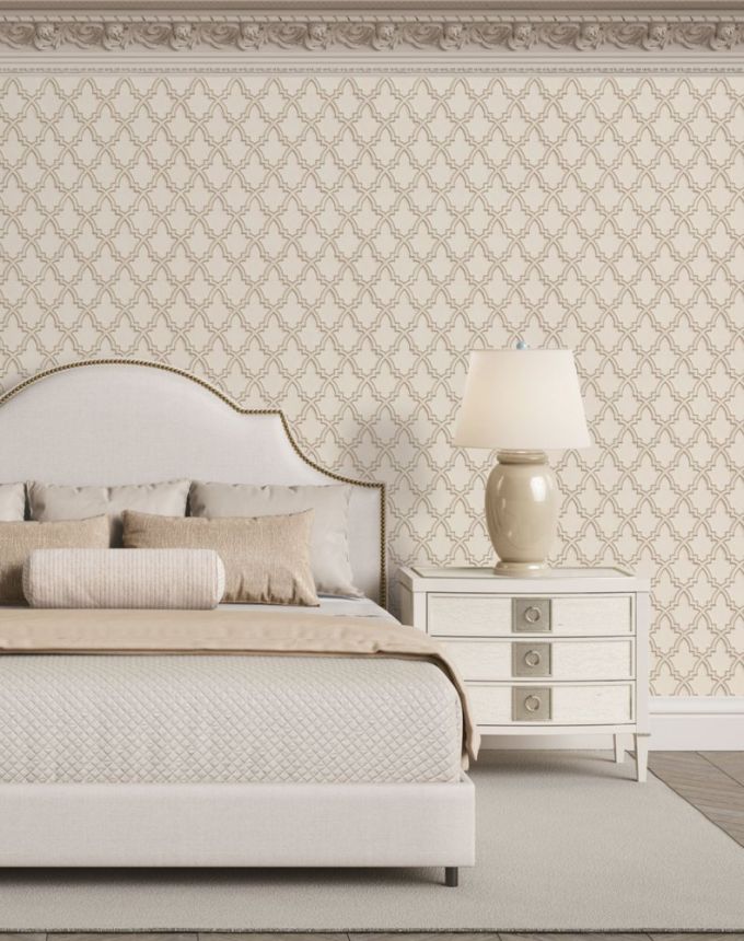 Luxury non-woven wallpaper with a vinyl surface DE120022, Geometric ornamental pattern, Wallstitch, Design ID