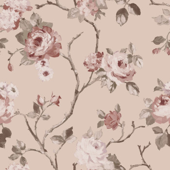 Rózsaszín, vlies virágos tapéta, 139476, Vintage Flowers, Esta Home