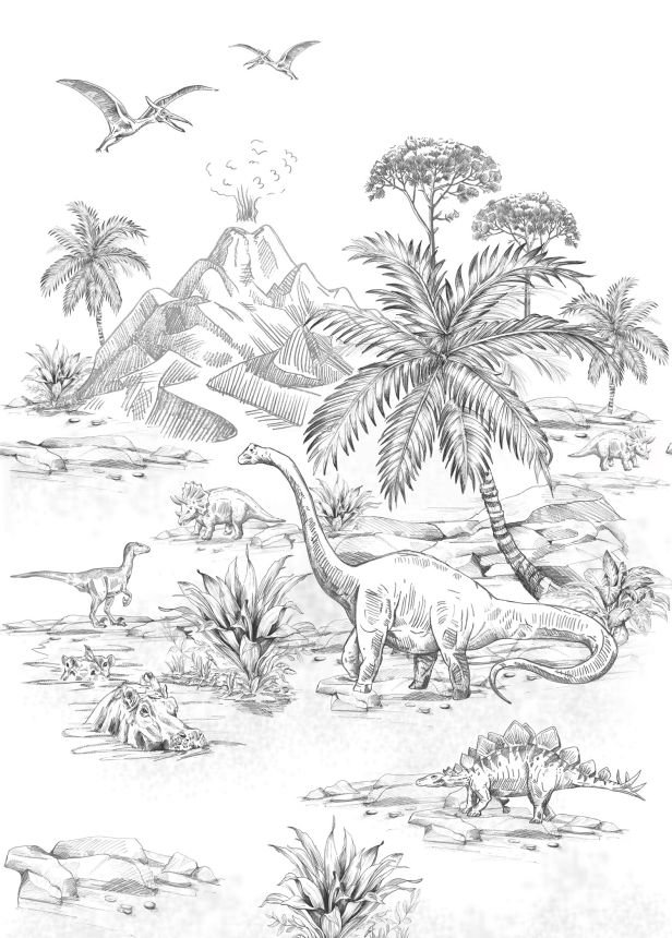 Gyerek vlies fotótapéta dinoszauruszokkal, 159237, To the Moon and Back, Esta Home