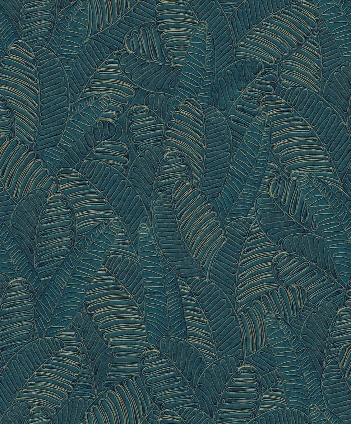 Kék-arany vlies tapéta levelekkel, SPI101, Spirit of Nature, Khroma by Masureel