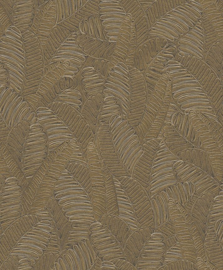 Szürke-okker vlies tapéta levelekkel, SPI102, Spirit of Nature, Khroma by Masureel