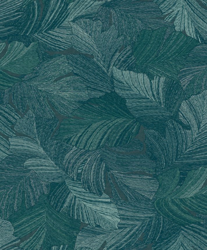 Kék-zöld vlies tapéta, levelek, A66501, Vavex 2025