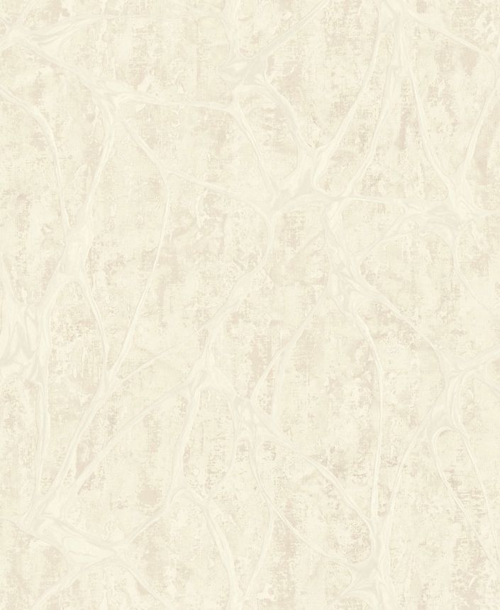 Luxus krémszínű vlies tapéta jellegzetes fémes mintával, 56806, Aurum II, Limonta