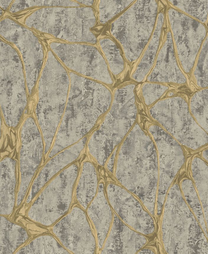 Luxus szürke, vlies tapéta jellegzetes fémes mintával, 56807, Aurum II, Limonta