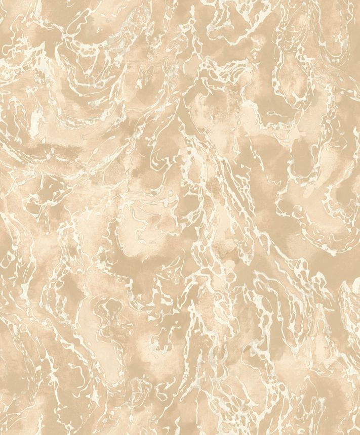 Luxus bézs fémes vlies tapéta durva textúrával, 57321, Aurum II, Limonta