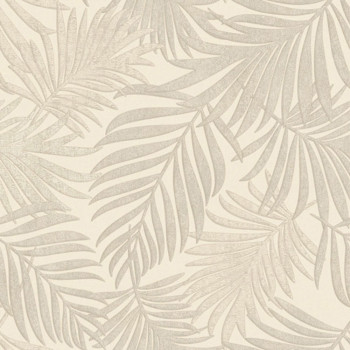 Luxus szürke-krém vlies tapéta levelekkel, 07502, Makalle II,Limonta