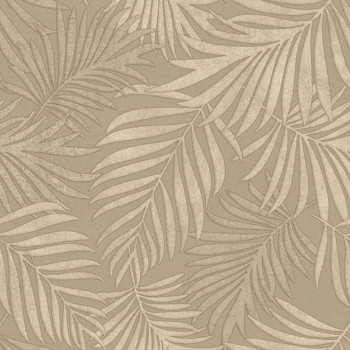 Luxus barna-bézs vlies tapéta levelekkel, 07506, Makalle II,Limonta