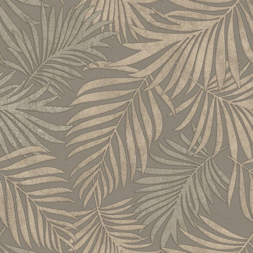 Luxus szürke-ezüst vlies tapéta levelekkel, 07507, Makalle II,Limonta