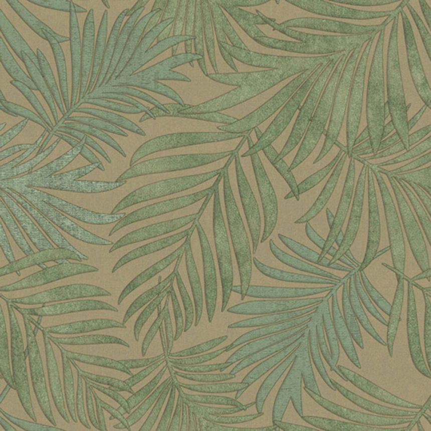 Luxus zöld vlies tapéta levelekkel, 07510, Makalle II, Limonta