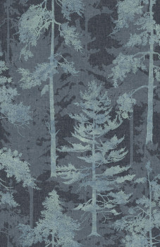 Kék vlies tapéta, erdő, fák, 121426, New Eden, Graham&Brown Premium
