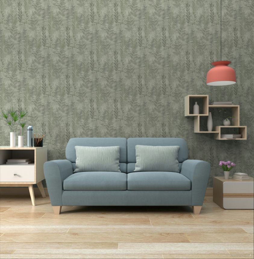 Zöld vlies tapéta levelekkel, RE25154, Reflect, Decoprint