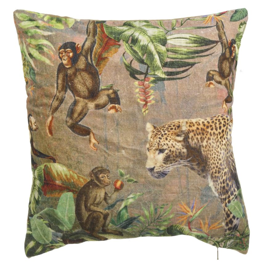 Dekoratív párna majmokkal és leopárddal, 3-40-382-0009, In Art