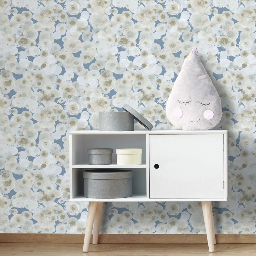 Kék vlies tapéta, buborékok, M1054-3, Mika,  ICH Wallcoverings