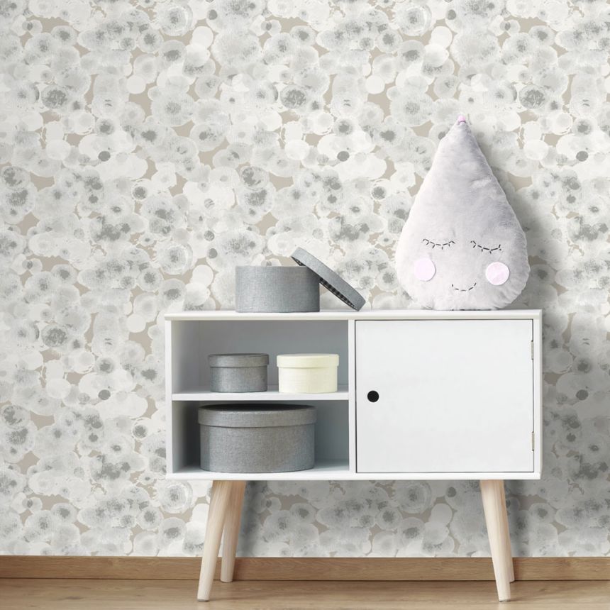 Gyerek bézs vlies tapéta, buborékok, M1054-4, Mika,  ICH Wallcoverings