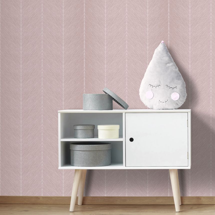 Rózsaszín vlies tapéta, cikk-cakk minta, M1803-2, Mika,  ICH Wallcoverings