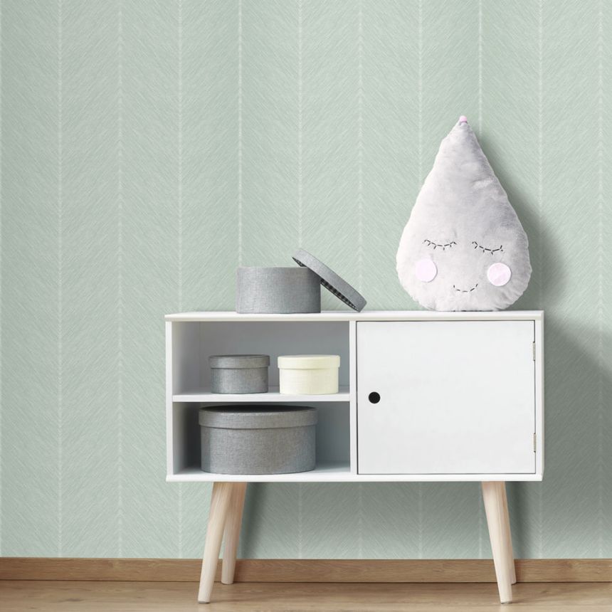 Zöld vlies tapéta, cikk-cakk minta, M1803-4, Mika,  ICH Wallcoverings