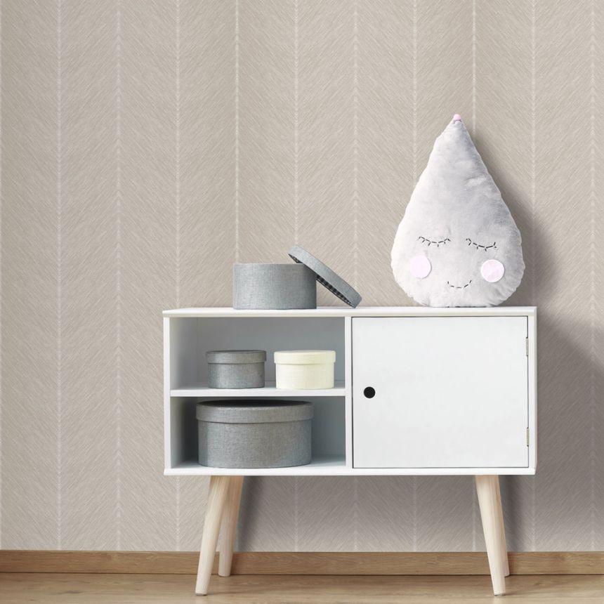 Bézs vlies tapéta, cikk-cakk minta, M1803-5, Mika,  ICH Wallcoverings