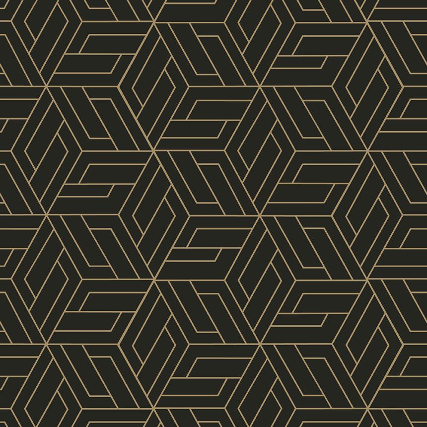 Fekete-arany geometrikus vlies tapéta, A67302, Vavex 2026