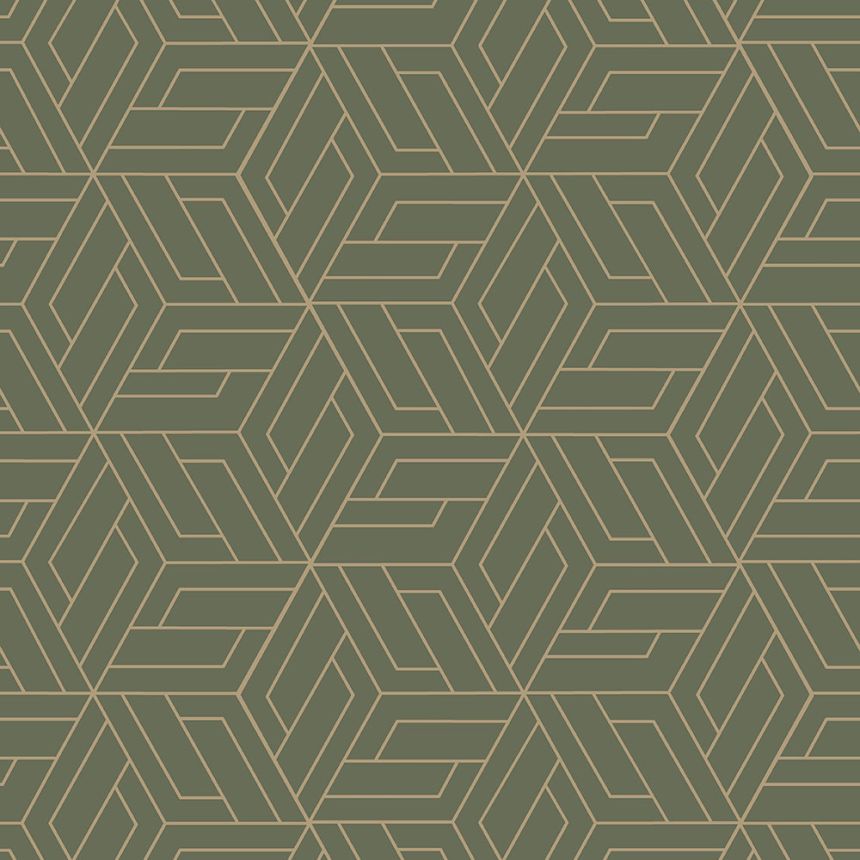 Zöld-arany geometrikus vlies tapéta, A67303, Vavex 2026