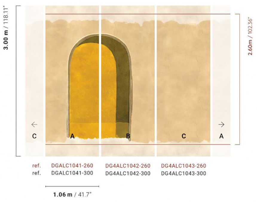 3D Vlies fotótapéta, árkádsor, sárga, DGALC1041-300, Terra, Masureel
