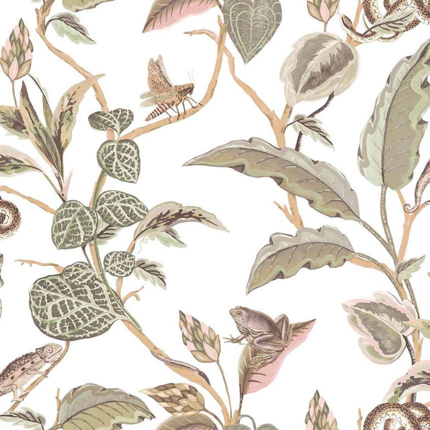 Vlies tapéta, zöld-rózsaszín, levelek, 15507, Botany House, Cristiana Masi by Parato