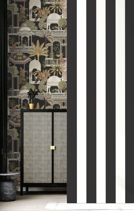 Vlies tapéta, fekete-fehér, csíkok, 15563, Botany House, Cristiana Masi by Parato