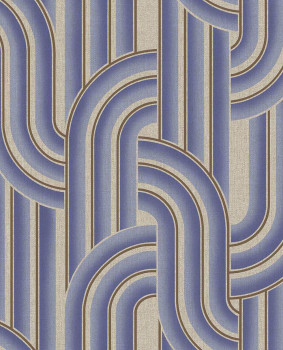 Geometrikus vlies tapéta, kék-bézs, retro, 340566, Groovy, Eijffinger
