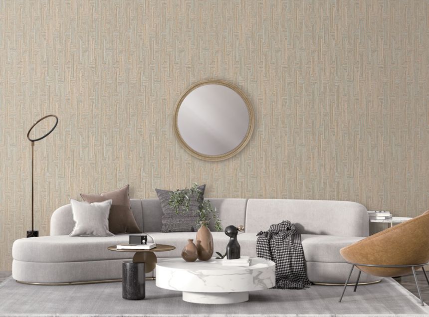 Geometrikus vlies tapéta, bézs-szürke, SA524015, Santa Fe, Design ID