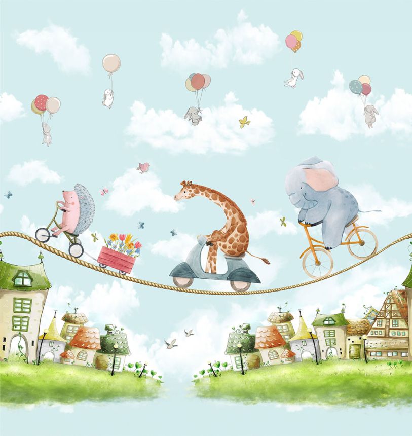 Gyermek vlies poszter tapéta, kék, állatok, CW6039-1, Cute Walls, Decoprint