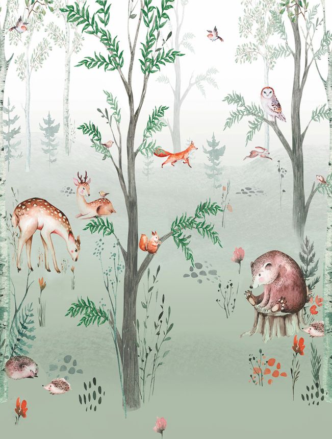 Gyermek vlies poszter tapéta, erdei állatok, CW6041-1, Cute Walls, Decoprint
