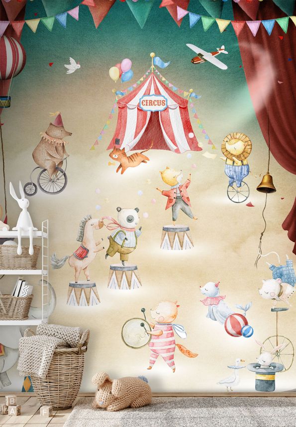 Gyermek vlies poszter tapéta, állatok a cirkuszban, CW6056-1, Cute Walls, Decoprint