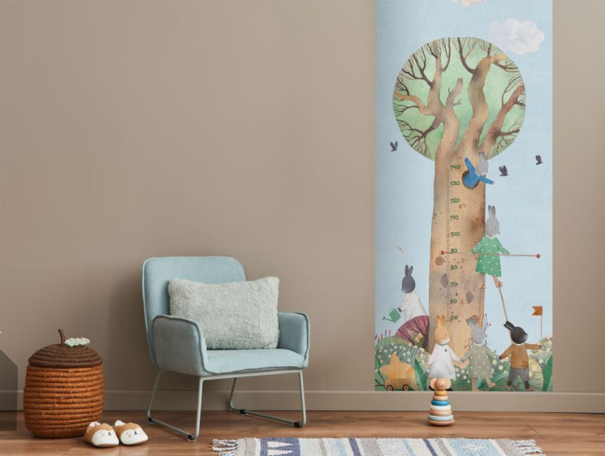 Gyermek vlies poszter tapéta / mérőszalag, fa, állatok, CW6064-1, Cute Walls, Decoprint
