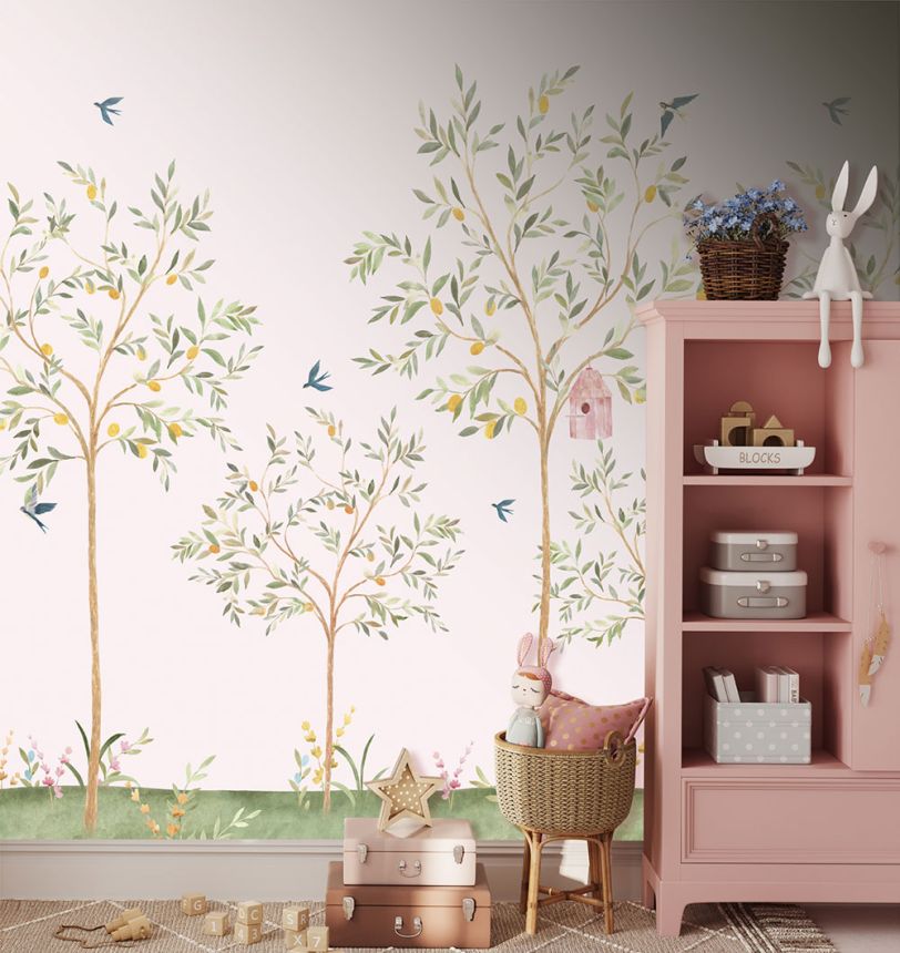Gyermek vlies poszter tapéta, rózsaszín, fa, CW6121-1, Cute Walls, Decoprint