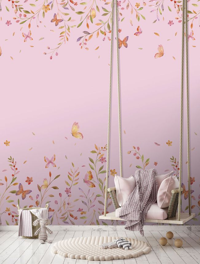 Vlies poszter tapéta, rózsaszín, virágok, CW6126-2, Cute Walls, Decoprint